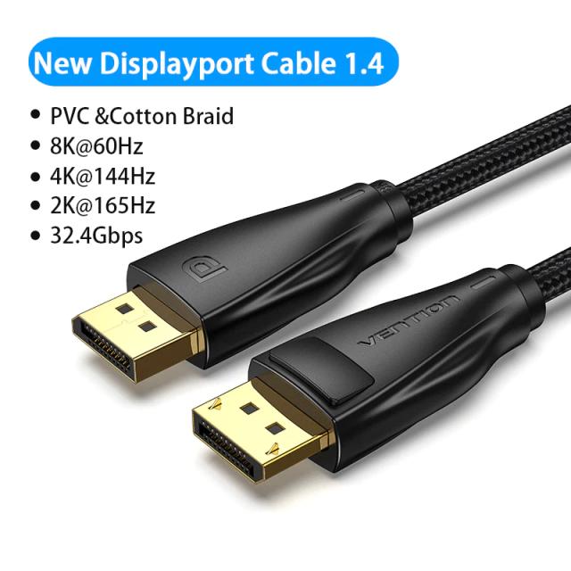 Kабел Vention Display Port 1.4 DP M / M,  8K Dolby Vision HDR, 2m