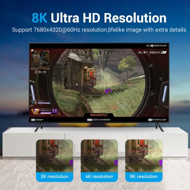 Kабел Vention Display Port 1.4 DP M / M,  8K Dolby Vision HDR, 2m