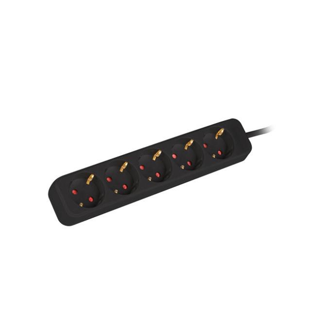 Разклонител Lanberg power strip 1.5m, 5 sockets, french quality-grade copper cable, black