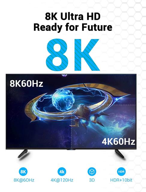 Kабел VCom HDMI(м) към HDMI(м) v2.1,  8K Dolby Vision HDR, 1m