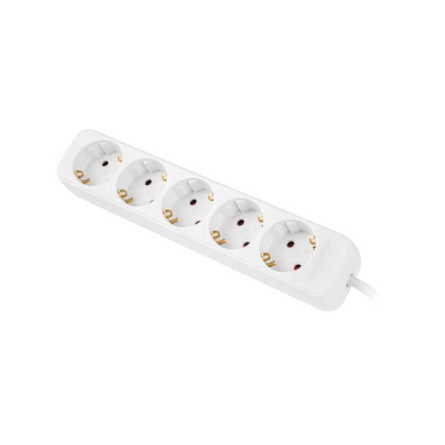 Разклонител Lanberg power strip 1.5m, 5 sockets, french quality-grade copper cable, white