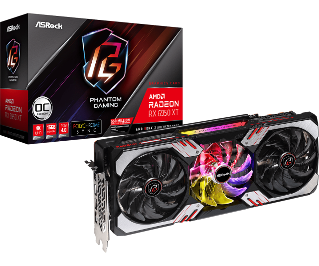Видео карта Asrock AMD Radeon RX 6950 XT Phantom Gaming 16G GDDR6 OC, 256-bit, HDMI, 3xDP