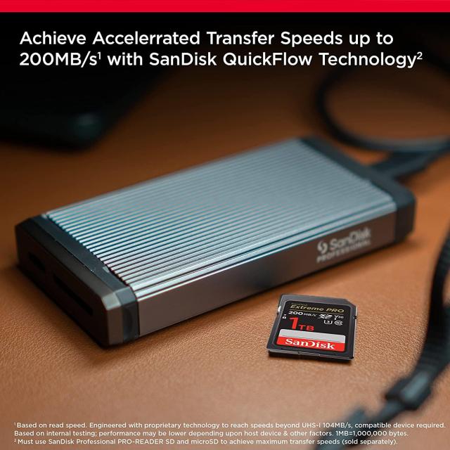 Карта памет SANDISK Extreme PRO SDHC, 1TB, UHS-1, Class 10, U3, 140 MB/s 