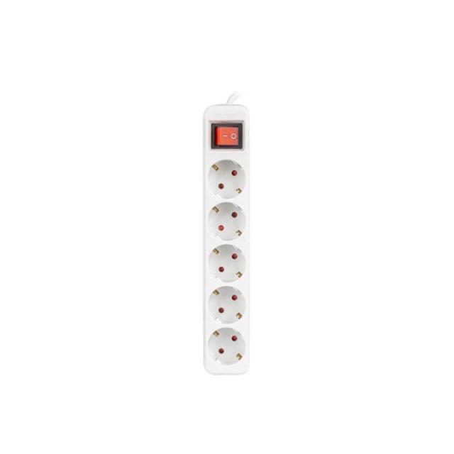 Разклонител Lanberg power strip 1.5m, 5 sockets, french with circuit breaker quality-grade copper cable, white