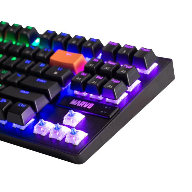 Геймърска клавиатура Marvo механична Gaming Mechanical keyboard 87 keys, Orange caps TKL - KG901C