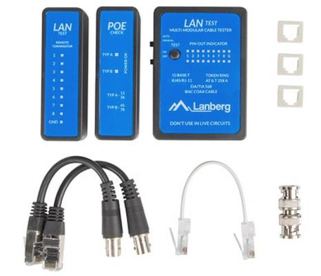 Инструмент Lanberg cable tester poe for RJ-45, RJ-12, RJ-11, coaxial