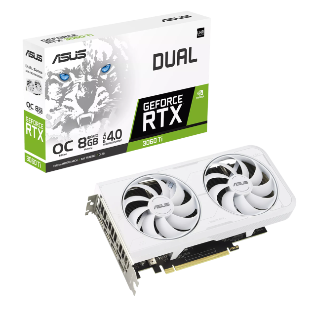 Видео карта ASUS Dual GeForce RTX 3060 TI OC Edition White 8GB GDDR6X, 256-bit, HDMI, 3xDP