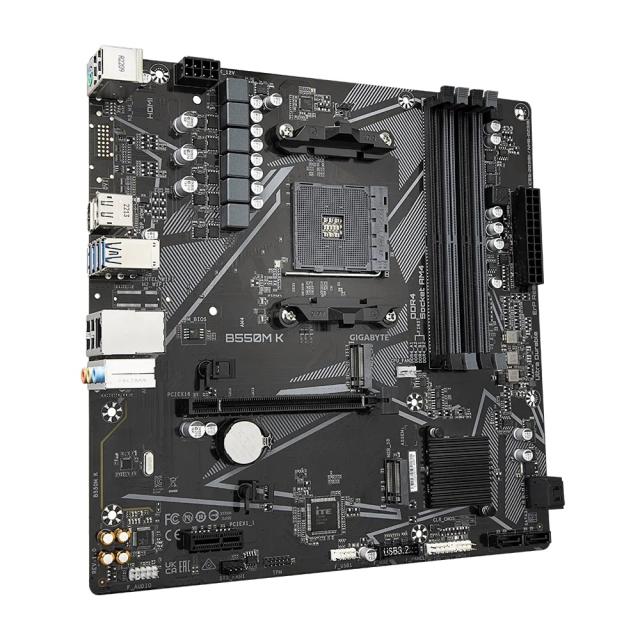 Дънна платка Gigabyte B550M K, B550, AM4, DDR4, PCI-E 4.0, HDMI/DP, 2x M.2, 4x SATA 6Gb/s, 4x USB 3.2 Gen1, mATX