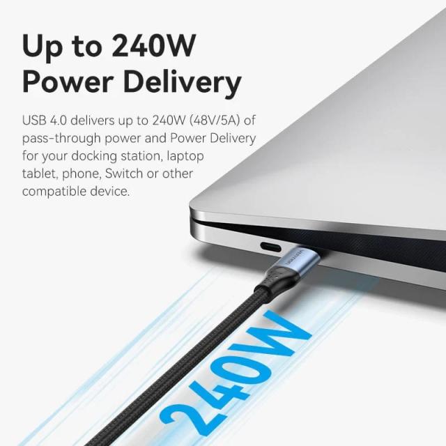 Кабел Vention USB Type-C към USB Type-C 40Gbps, 240W, USB 4.0, 1m