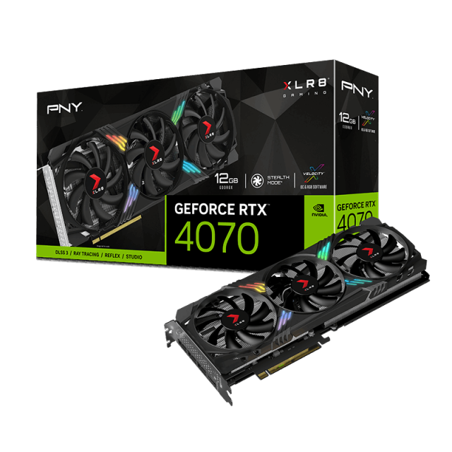 Видео карта PNY GeForce RTX 4070 GAMING VERTO EPIC-X RGB, 12GB GDDR6X, 192-bit, HDMI, DP