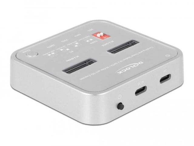 Докинг станция Delock 1 x M.2 NVMe SSD + 1 x M.2 SATA SSD, SD Express Card Reader, Клониране