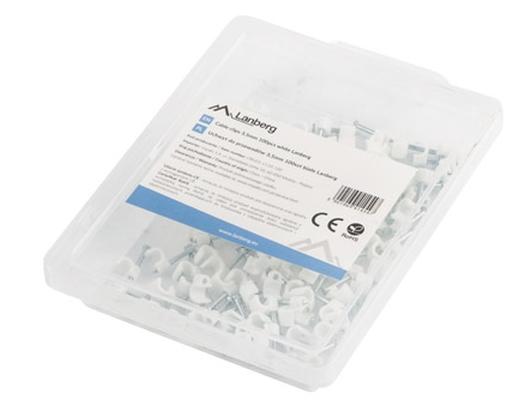 Кабелен клипс Lanberg cable clips 3,5mm 100pcs, white