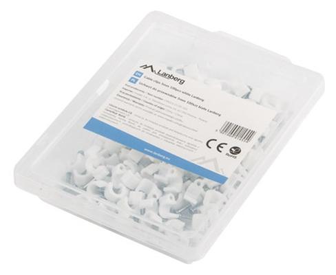 Кабелен клипс Lanberg cable clips 5mm 100pcs, white