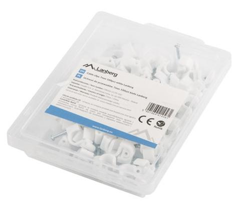 Кабелен клипс Lanberg cable clips 7mm 100pcs, white