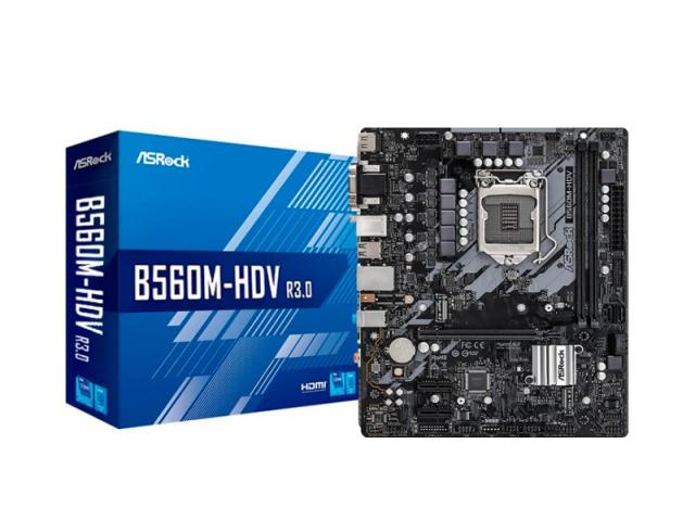 Дънна платка ASRock B560M-HDV R3.0, B560, LGA1200, 2 x DDR4, (DVI&HDMI&VGA), PCI-E 4.0, 4x SATA 6Gb/s, 1x M.2, 1 x USB 3.2 Gen1, Micro ATX