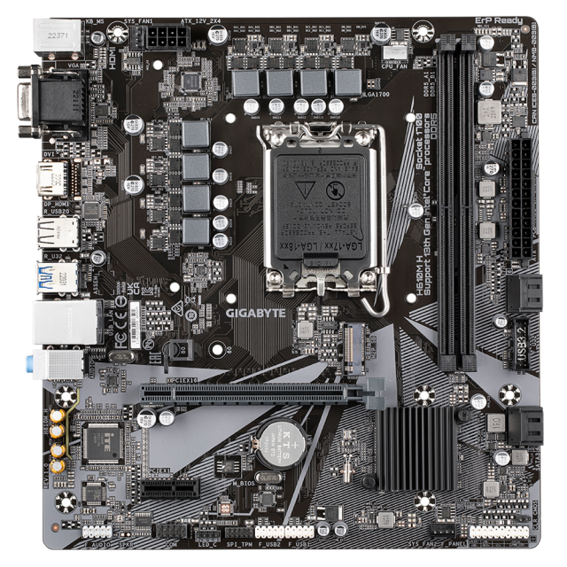 Дънна платка GIGABYTE H610M-H, LGA1700, 2xDDR5, PCI-E 4.0 (HDMI/VGA), 1x M.2, 4x SATA 6Gb/s, 2x USB 3.2 (Gen 1), Micro ATX