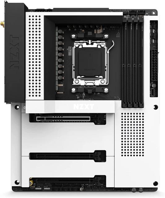 Дънна платка NZXT N7 B650E White  AM5, DDR5, PCIe 5.0 (HDMI), 3x M.2, 4x SATA 6Gb/s, 1x USB 3.2 Gen 2 Type-C, 2x USB 3.2 Gen 2, WiFi 6E, Bluetooth, ATX