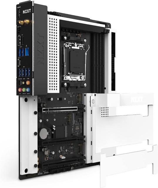 Дънна платка NZXT N7 B650E White  AM5, DDR5, PCIe 5.0 (HDMI), 3x M.2, 4x SATA 6Gb/s, 1x USB 3.2 Gen 2 Type-C, 2x USB 3.2 Gen 2, WiFi 6E, Bluetooth, ATX