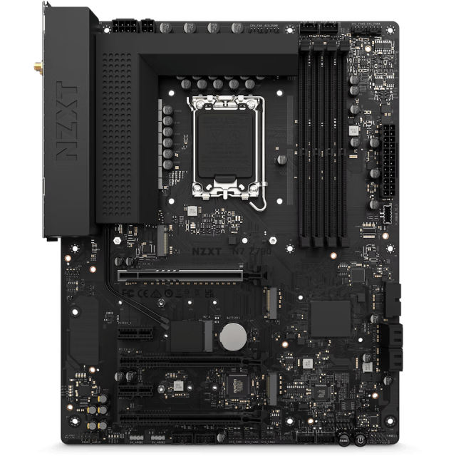 Дънна платка NZXT N7 Z790 Black, Z790, LGA 1700, DDR5, PCI-E 5.0 (HDMI), 3x M.2, 4x SATA 6Gb/s, 1x USB 3.2 Gen 2x2 Type-C, WiFi 6E, Bluetooth, ATX