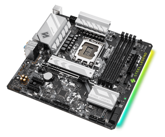 Дънна платка ASRock B660M Steel Legend, LGA1700, DDR4, PCI-E 5.0, (DP/HDMI), 6x SATA 6Gb/s, 2x M.2, 4x USB 3.2 Gen1, Polychrome RGB, Micro ATX