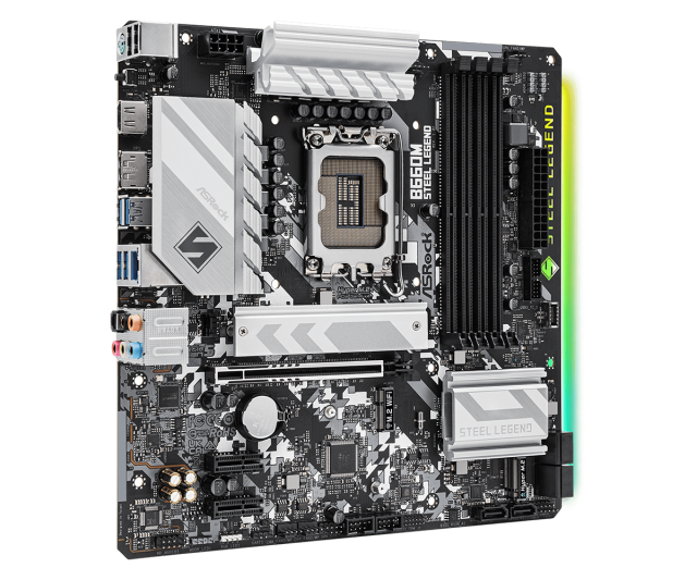 Дънна платка ASRock B660M Steel Legend, LGA1700, DDR4, PCI-E 5.0, (DP/HDMI), 6x SATA 6Gb/s, 2x M.2, 4x USB 3.2 Gen1, Polychrome RGB, Micro ATX