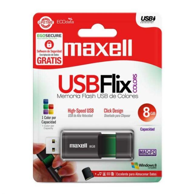 USB памет MAXELL FLIX, 8GB, USB 2.0, ЧЕРЕН