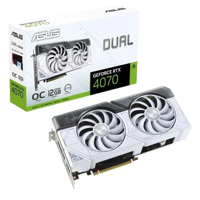 Видео карта ASUS Dual GeForce RTX 4070 White OC 12GB GDDR6X, 192-bit, HDMI, 3xDP