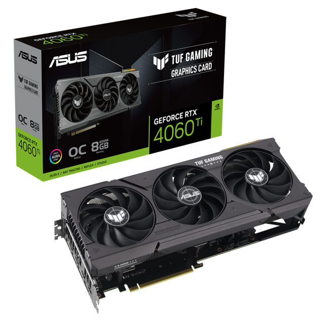 Видео карта ASUS TUF GAMING GeForce RTX 4060 TI OC 8GB GDDR6, 128-bit, HDMI, 3xDP