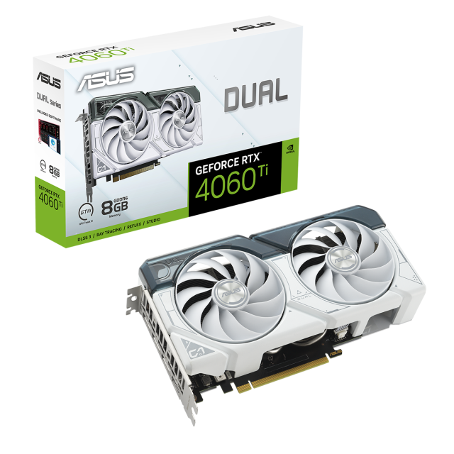 Видео карта ASUS DUAL GeForce RTX 4060 TI WHITE OC 8GB GDDR6, 128-bit, HDMI, 3xDP