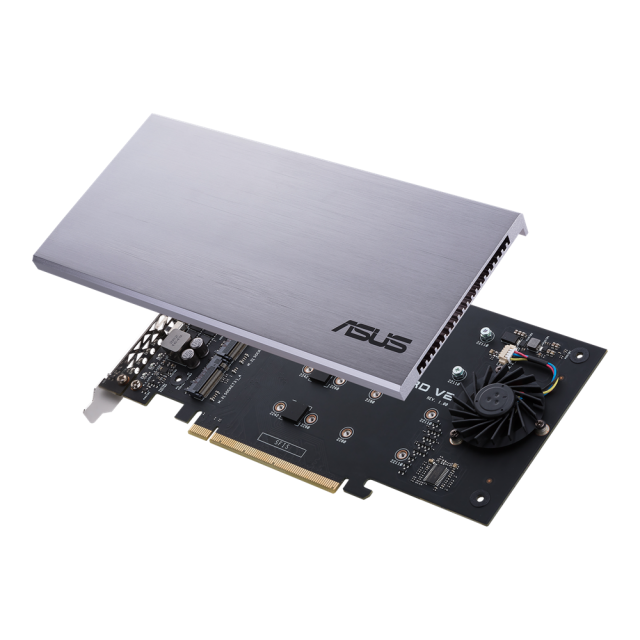 Контролер ASUS Hyper M.2 x16 Card (PCIe 3.0) поддържа до 4 NVMe M.2 (2242/2260/2280/22110) устроиства