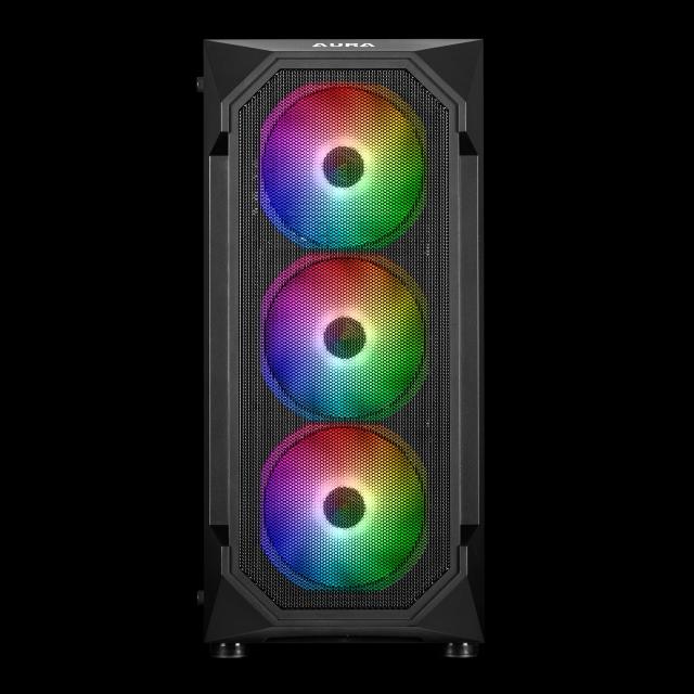 Кутия Gamdias AURA GC1, 1 x USB 3.0, 2 x USB 2.0, HD Audio x 1, RGB button, ATX, Черна
