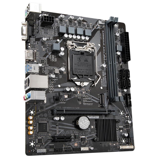 Дънна платка Gigabyte H510M-H V2, H470, LGA1200, DDR4, PCI-E 3.0 (HDMI/VGA), 1x M.2, 4x SATA 6Gb/s, 2x USB 3.2 Gen 1, Micro ATX