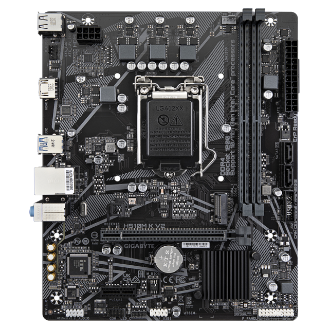 Дънна платка Gigabyte H510M K V2, H470, LGA 1200, DDR4, PCI-E 3.0 (HDMI), 1x M.2, 2x SATA 6Gb/s, 2x USB 3.2 Gen 1, Micro ATX