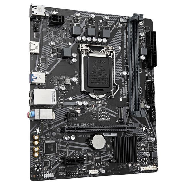 Дънна платка Gigabyte H510M K V2, H470, LGA 1200, DDR4, PCI-E 3.0 (HDMI), 1x M.2, 2x SATA 6Gb/s, 2x USB 3.2 Gen 1, Micro ATX