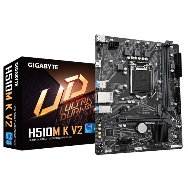 Дънна платка Gigabyte H510M K V2, H470, LGA 1200, DDR4, PCI-E 3.0 (HDMI), 1x M.2, 2x SATA 6Gb/s, 2x USB 3.2 Gen 1, Micro ATX