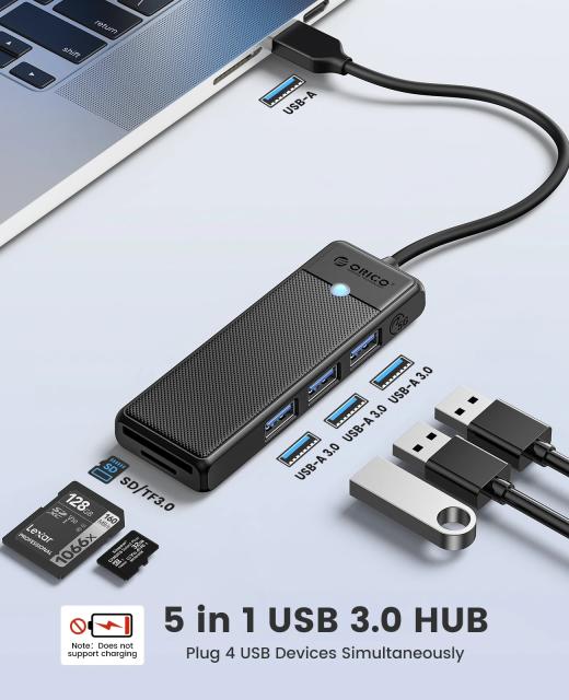 Хъб Orico USB3.0 HUB White - 3 x USB3.0, SD, TF