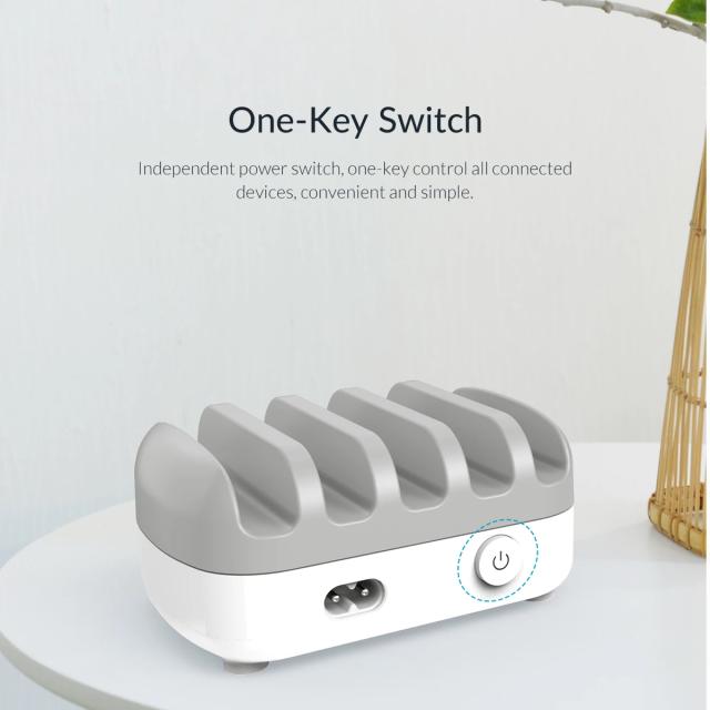 Зарядна станция за мобилни устройства Orico Charger Station 220V - 5 x USB 40W White - DUK-5P-EU-WH