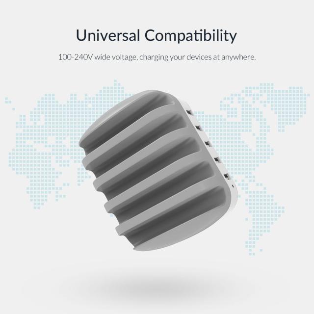 Зарядна станция за мобилни устройства Orico Charger Station 220V - 5 x USB 40W White - DUK-5P-EU-WH