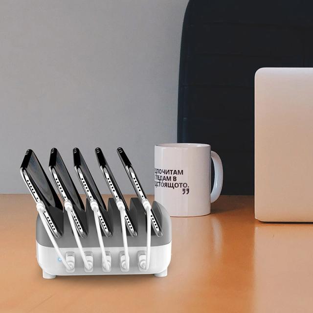 Зарядна станция за мобилни устройства Orico Charger Station 220V - 5 x USB 40W White - DUK-5P-EU-WH