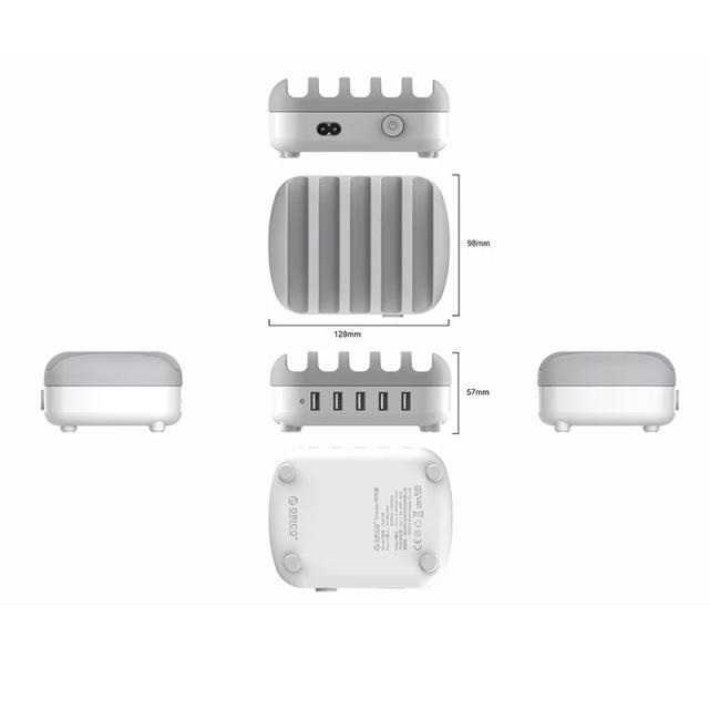 Зарядна станция за мобилни устройства Orico Charger Station 220V - 5 x USB 40W White - DUK-5P-EU-WH
