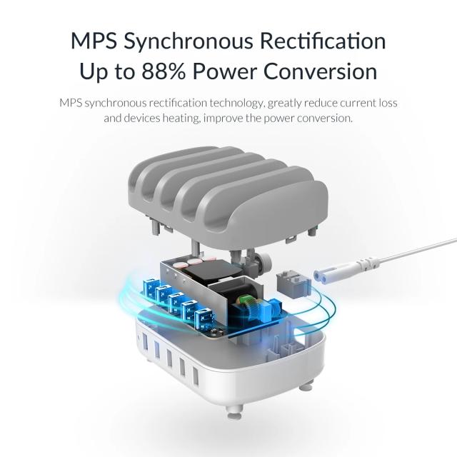 Зарядна станция за мобилни устройства Orico Charger Station 220V - 5 x USB 40W White - DUK-5P-EU-WH