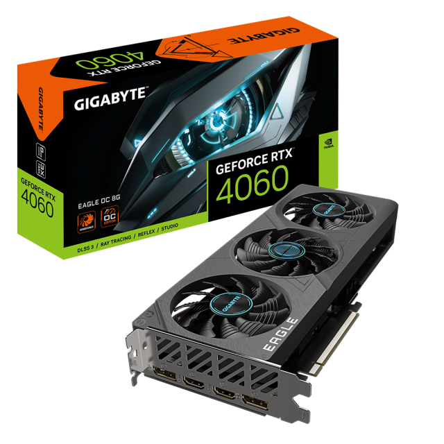 Видео карта GIGABYTE GeForce RTX 4060 EAGLE OC 8GB GDDR6, 128-bit, 2xHDMI, 2xDP