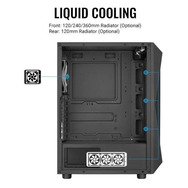 Кутия AeroCool Falcon-G-BK-v2, 2 x USB 3.0, 1 x USB 2.0, HD Audio x 1, ATX