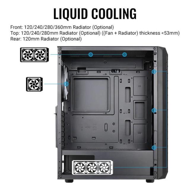 Кутия AeroCool Beam-G-BK-v2, 1 x USB 3.0, 2 x USB 2.0, HD Audio x 1, ATX