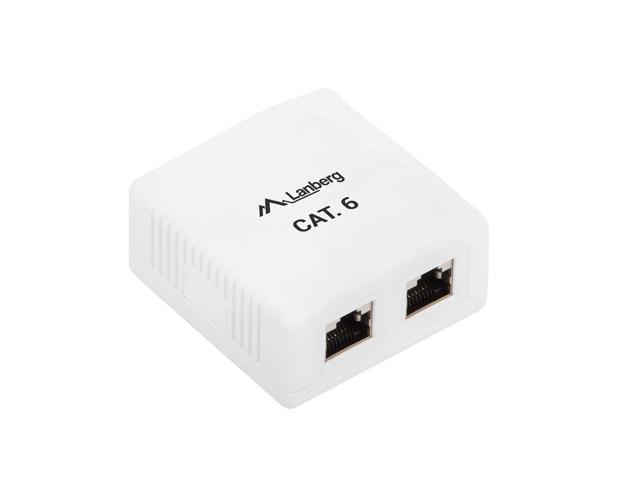 Конектор Lanberg surface-mount box CAT.6 FTP shielded 2X RJ45, white