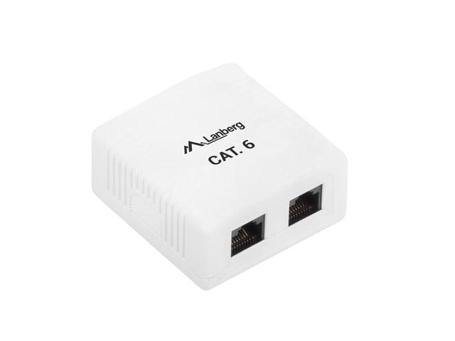 Конектор Lanberg surface-mount box CAT.6 UTP UNshielded 2X RJ45, white