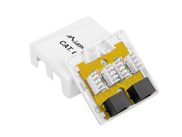 Конектор Lanberg surface-mount box CAT.6 UTP UNshielded 2X RJ45, white