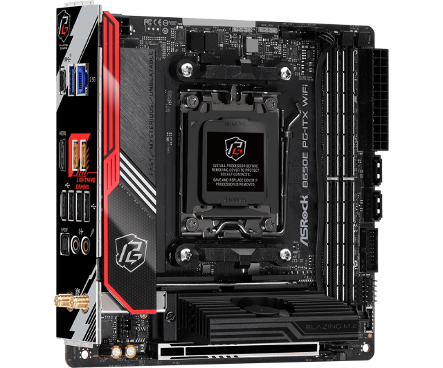 Дънна платка ASROCK B650E PG-ITX WiFi, Socket AM5, DDR5, PCIe 5.0 (DP/HDMI), 2x M.2, 2x SATA 6Gb/s, 1x USB 3.2 Gen2 Type-C, 1x USB 3.2 Gen2, Wi-Fi 6E , Mini-ITX