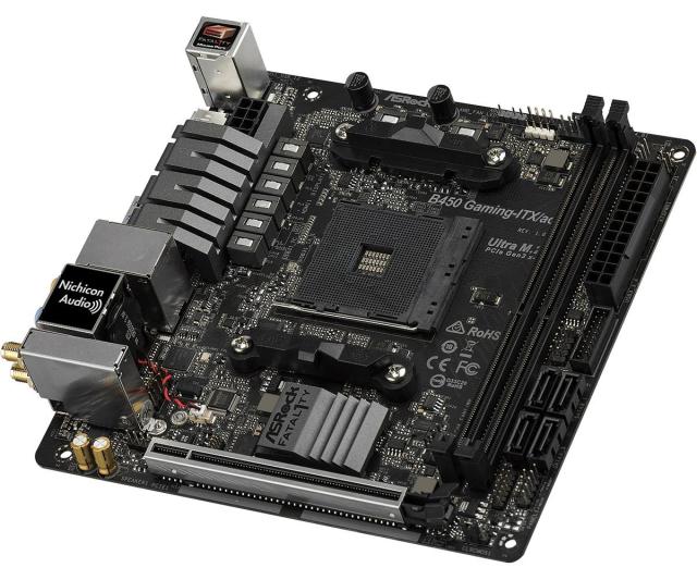 Дънна платка ASRock Fatal1ty B450 Gaming-ITX/ac, AM4, B450, PCI-E 3.0 (DP/HDMI), 4x SATA 6Gb/s, 1x M.2, 1x USB 3.1 Gen2 Type C, Wi-Fi, Bluetooth, Mini-ITX