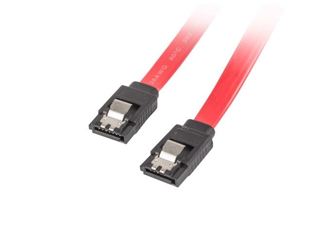 Кабел Lanberg SATA DATA III (6GB/S) F/F cable 100cm metal clips, red